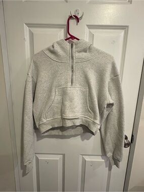 Cropped Half-Zip Hoodie - Light Heather Gray